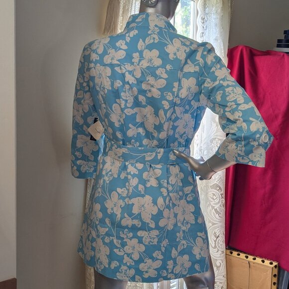 Madison Robin Egg Blue Floral "Trench" Coat NWT - Picture 3 of 16